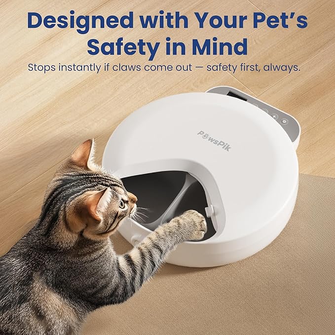 PawsPik Smart 4-Meal Automatic Pet Feeder – Programmable Timer for Wet & Dry Food, Cordless, with Ice Packs – Dog & Cat Feeder, White, 4-Cup Capacity