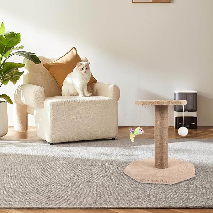 BESPORTBLE Cat Scratching Post and Climbing Tower with Sisal Scratcher Small Indoor Cat Tree with Hanging Sturdy Pet Activity Furniture for Kittens