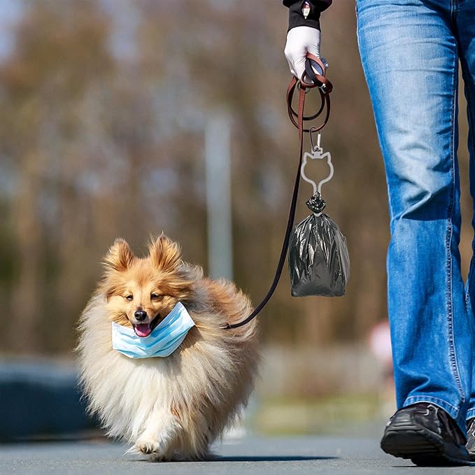 8pcs Dog Poop Bag Holder Clips Hands-free Leash Attachment Plastic Pet Waste Bag Supply Smoke Gray for Walking and Outdoor Use