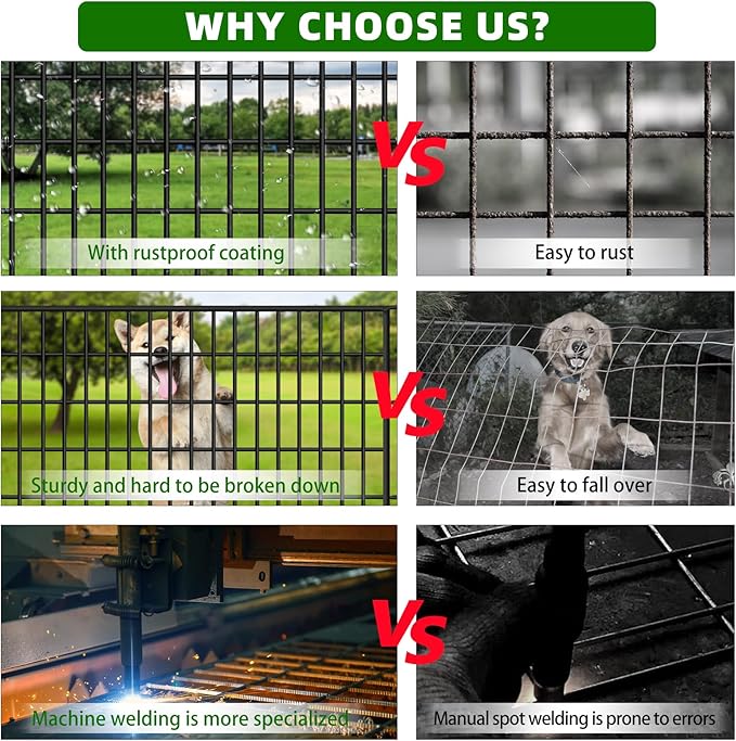 5 Panels Garden Fencing Animal Barrier with Lock, 40 in(H) X 12 ft(L) Dog Fence Outdoor for Yard Rustproof No Dig Decorative Tall Garden Fence Metal Wire Panel Border Rabbit Ground Stakes Fencing