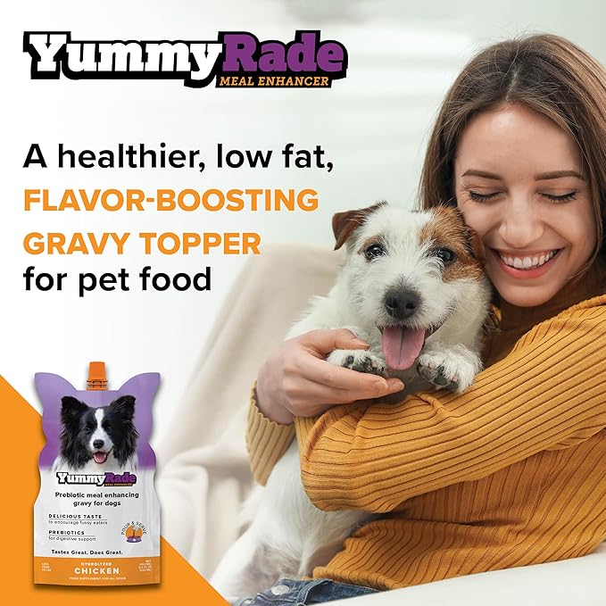 YummyRade – Pet Meal Topper for Dry Dog Food | Healthier Gravy Meal Enhancer & Tasty Low Calorie | Grain Free, Chicken Flavored | Flavor-Boosting Gravy Topper Pets Love! | (250ml x 10)