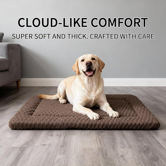 Dog Bed Mat - Dog Crate Pad - Reversible Mat for Pet Comfort - Soft Bed Crate Pads for All Seasons - Durable, Machine Washable Mat for Crates, Travel, and Home (Dark Brown, 35" L*23" W*1.5" Th)