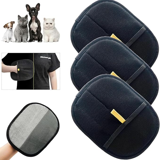 Double-Sided pet Grooming Gloves, Pet Gloves Grooming for Dogs, Cat Grooming Gloves, Celery Pets, Pet Grooming Gloves, Versatile Grooming Gloves for Washing, Deshedding, Drooming (3 Pcs)