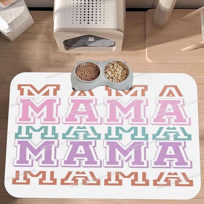 Dog Food Mat Dog Mat for Food and Water 24x16In Happy Mother's Day Floral Gift for Mom Hz No Stains Cat Pet Feeding Mats Water Bowl Messy Drinkers