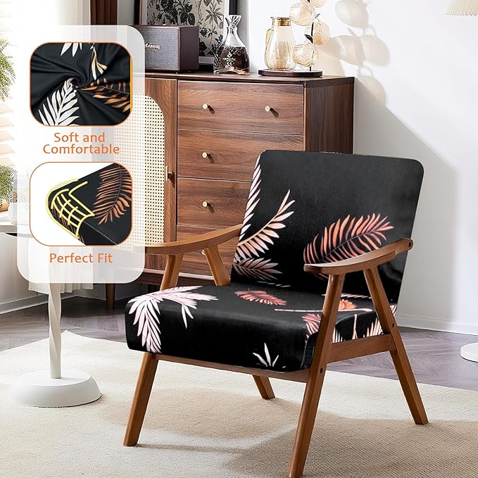 HANDONTIME Palm Tree Outdoor Cushion Covers 8pcs Black Couch Cushion Covers Replacement Patio Couch Cover Sofa Cover Indoor Patio Cushion for Outdoor Furniture Washable, Cover Only