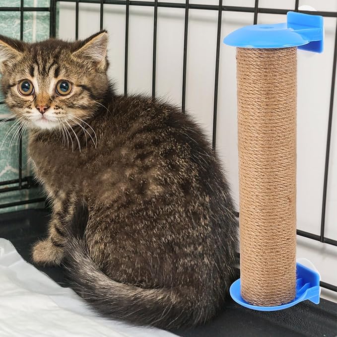 Happyyami Small Cat Scratching Post Replacement Pole with Jute Rope, 30cm Blue Sisal Scratcher Accessory for Indoor Cats and Kitten