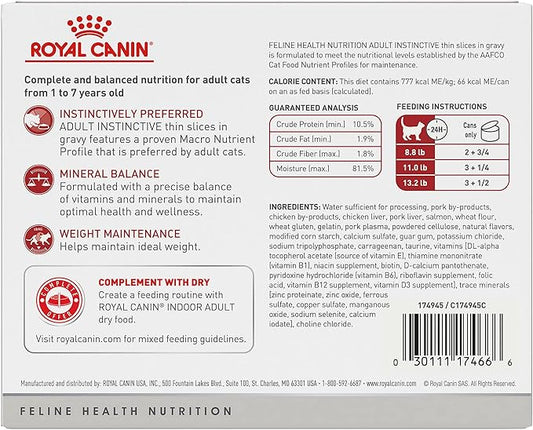 Royal Canin Feline Health Nutrition Adult Instinctive Adult Thin Slices in Gravy Cat Food, 3 oz (Pack of 6)