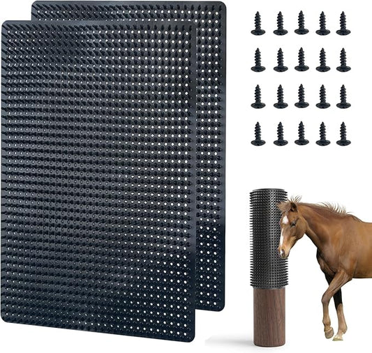 2 pcs Horse Cattle Scratchers, Horse Scratching Post, Super Soft Massage Brush Kit for Equine Bovine, Scratching Itch Relief Pad for Small Farm Animal Goat Sheep Cow Dog