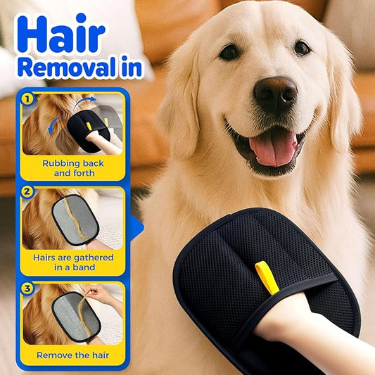 Pet Hair Remover Gloves for Cats & Dogs, Reusable Electrostatic Pet Hair Removal Gloves Brush for Pets Hair, Pet Hair Remover Tool for Clothing, Couch, Carpet, Car Seat (2 PCS)