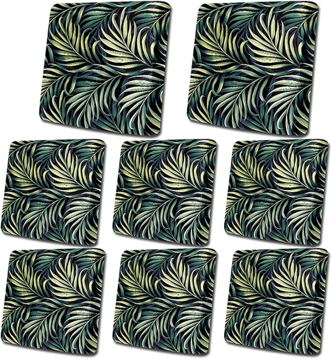 HANDONTIME 8Pcs Outdoor Patio Cushion Covers Green Leaves Stretch Couch Cushion Cover Patio Couch Slipcover for Outdoor/Indoor Washable Non-Slip Furniture Protector for Pet (Black, Cover Only)