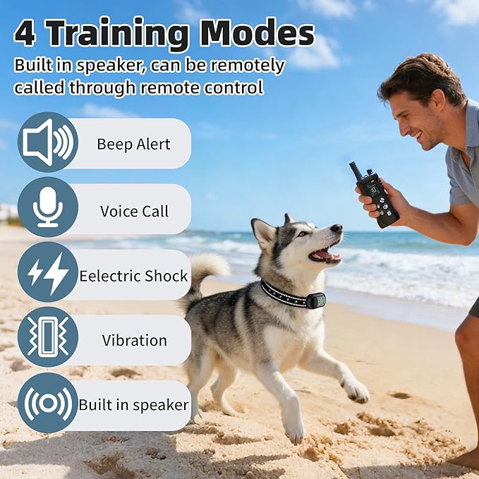 Dog Training Collar -4900Ft Dog Training Collar with Remote,IP67 Waterproof Electric Collar with 4 Training Modes,Support Remote Voice Call Function,Rchargeable E-Collarfor All Dog Sizes (10-120lbs)