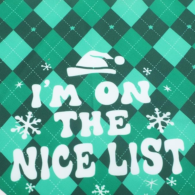 Pet Christmas Hat and Holiday Bandana Set, Adjustable Soft Green Checkered Fabric, 2pcs Festive Dog Costume for Christmas Party and Seasonal Pet Supplies