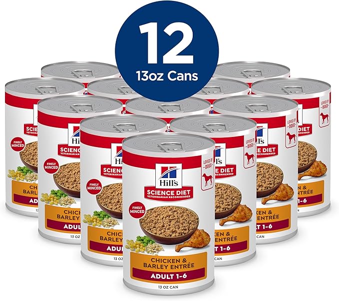 Hill's Science Diet Adult 1-6 Premium Nutrition Wet Dog Food, Chicken & Barley, 13 oz. Cans, 12-Pack