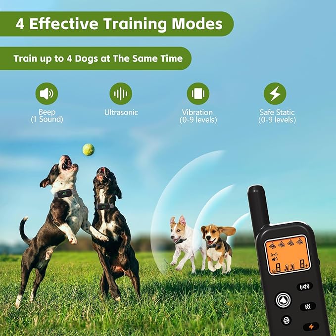 Wireless Dog Fence System for 2 Dogs with 2 Collars Electric Dog Fence Mulit Dogs Training Shock Collar with Remote 856 Acre Ultrasonic Waterproof Portable Outdoor Safe Pet Containment System