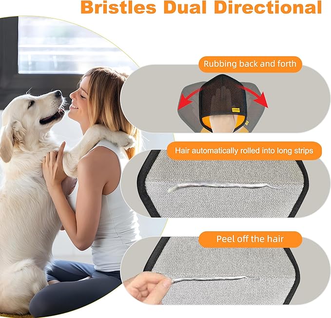 2 Pcs Pet Hair Removal Glove for Dogs Electrostatic Pet Gloves Hair Removal for Cats Animal Fur Grooming Mitt Reusable Magic Brush Hair Remover Tool for Carpet, Clothing, Laundry, Couch, Car Seat