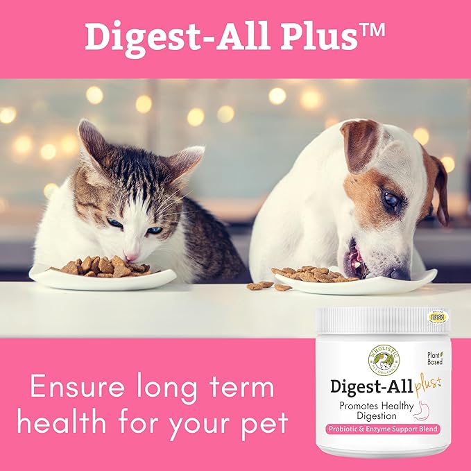 Wholistic Pet Organics Probiotics for Dogs with Digestive Enzymes & Prebiotic Fiber - 8 Oz - Daily Cat & Dog Probiotics for Digestive Health, Anti Diarrhea & Gut Support - Cat Probiotic - 227 Scoops