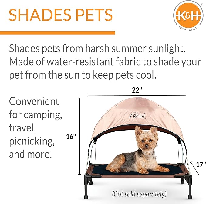 K&H Pet Products Pet Cot Canopy (Cot Sold Separately) Tan Small 22 X 17 Inches