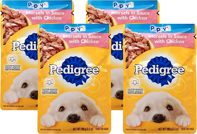 Pedigree Chicken Wet Dog Food Morsel in Sauce 3.5 OZ - 0023100119051 (Pack of 4)