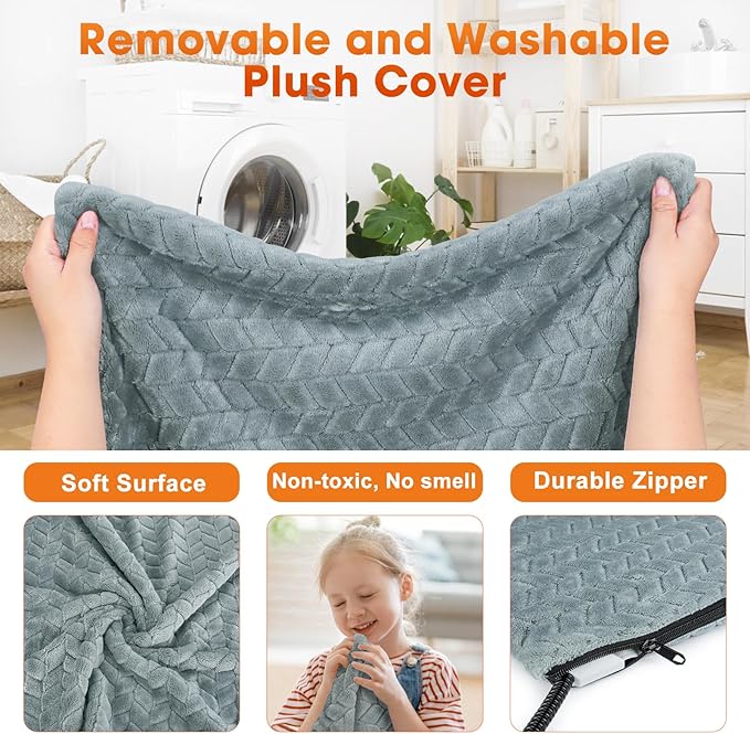 GASUR Heated Dog Bed, Waterproof Cat Heating Pad with Timer Temperature Adjustable, Indoor Heated Electric Pet Bed for Cats Dogs, Auto Power-Off, Anti-bite Pet Heated Pad, 28''x20'', Medium