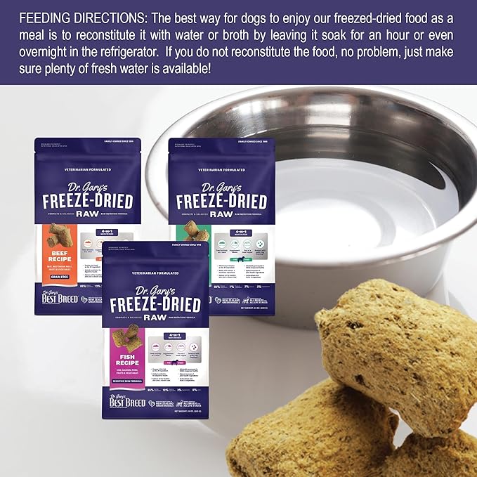 Dr. Gary's Best Breed Freeze-Dried Raw Food, Topper and Treat: Beef Recipe - 24 oz.