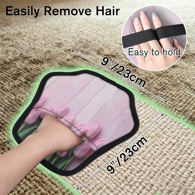 Reusable Pet Hair Removal Glove Spring Tulip Magic Brush for Cat & Dog Hair Remover for Car, Sofa, Bedding, Clothes - 9x9 Mitt Washable