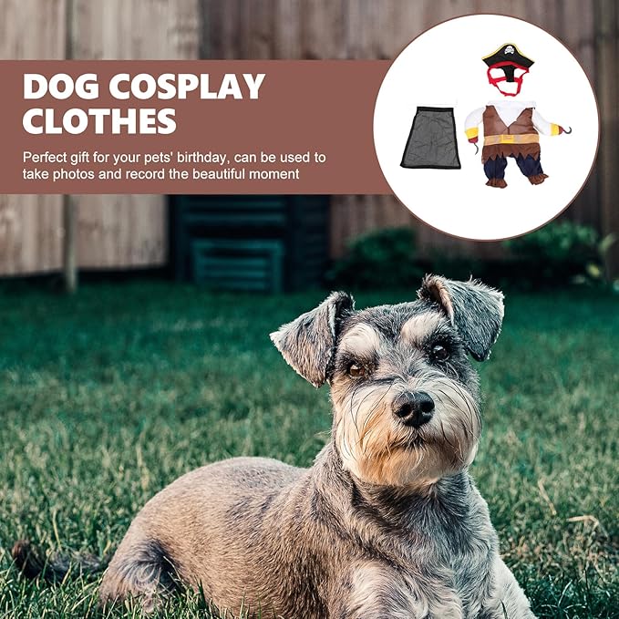 VILLCASE Pirate Dog Costume Halloween Cosplay Outfit Puppy Pirate Clothes Dog Apparel Pet Supply