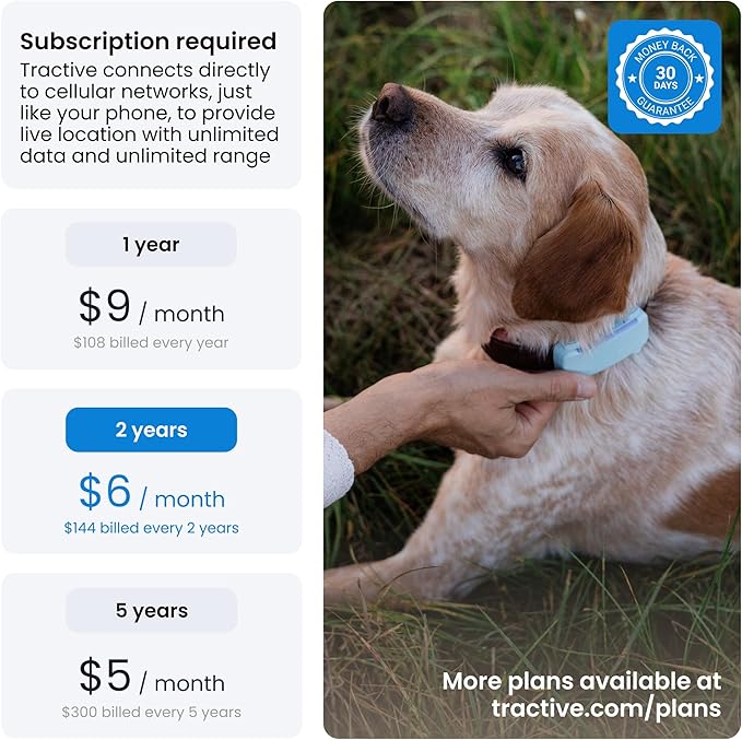 Tractive GPS Dog Tracker (2025 Release) Real-time Pet Location Tracker | Health & Wellness Alerts | Virtual Fence for Dogs | Bark Monitoring (Mint w/Pink Cover)