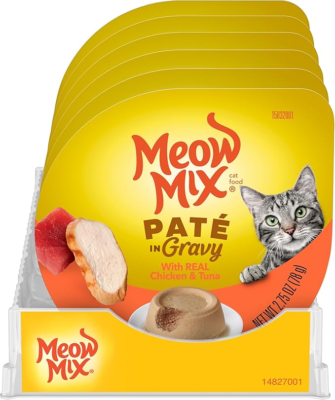 Meow Mix Pate in Gravy with Real Chicken & Tuna Wet Cat Food, 2.75 Ounce (Pack of 12)