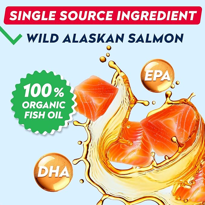 STRELLALAB Wild Alaskan Salmon Oil for Dogs - Natural Omega 3 for Dogs & Cats, Itch & Allergy Relief, Skin & Coat Support - Fish Oil Liquid, EPA+DHA Fatty Acids for Hip&Joint 64 OZ (Pack of 2)