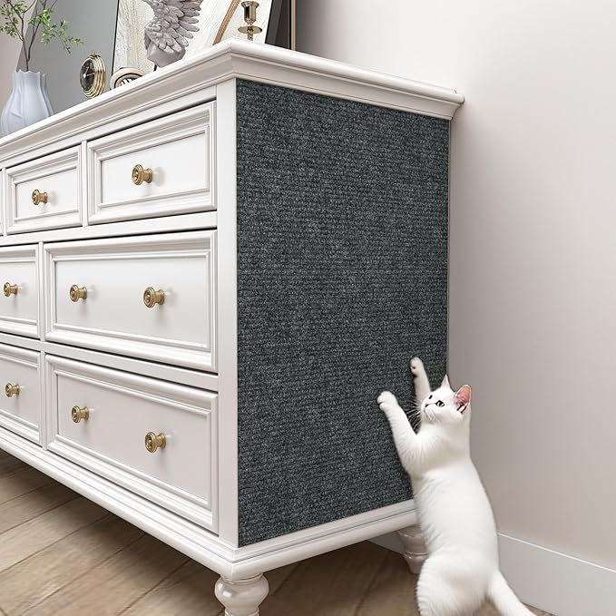 Decotalk Adhesive Wall Cat Scratcher Dark Gray Wall Mount Cat Scratcher Carpet Walls Mounted Scratching Post 15.7x78.7 Inch Grey Cats Corner Scratching for Walls Couch Furniture Protectors Easy to Use