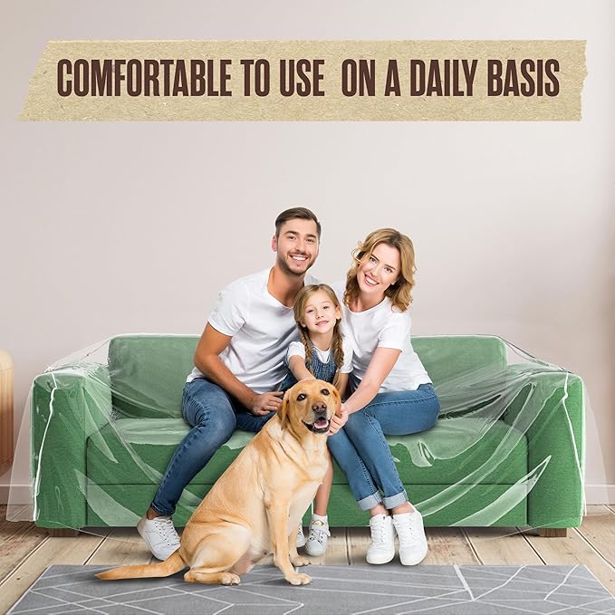 Houseables Plastic Couch Cover, Plastic Couch Covers for Pets, Clear Sofa Protector for Moving, Loveseat Protector, Cats, Storage, Pets, Spills, Heavy Duty, Waterproof, Vinyl, Thick, 84.5 x 40 x 36 in