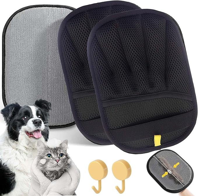 Upgrade Electrostatic Gloves Pet Hair, Reusable Pet Hair Remover Electrostatic Gloves, Pet Hair Remover Mitt with Static Charge for Dogs & Cats, for Furniture, Clothes, Bedding (2PCS,C)