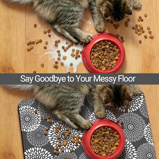Dog Food Mat, Absorbent Waterproof Non-Slip Pet Cat Bowl Feeding Mat for Food & Water Pet Supplies 16 * 24"