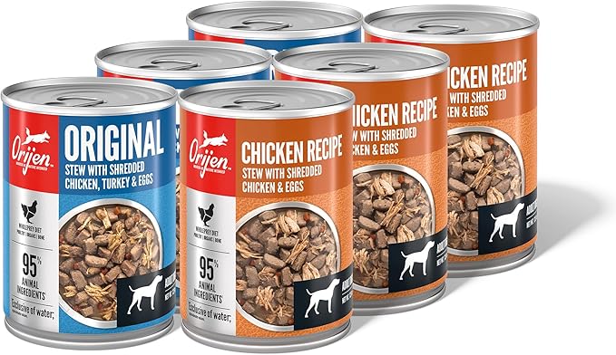 ORIJEN Premium Wet Dog Food Variety Pack: Original + Chicken Recipes 12.8oz Cans (6 Count, 3 of Each)