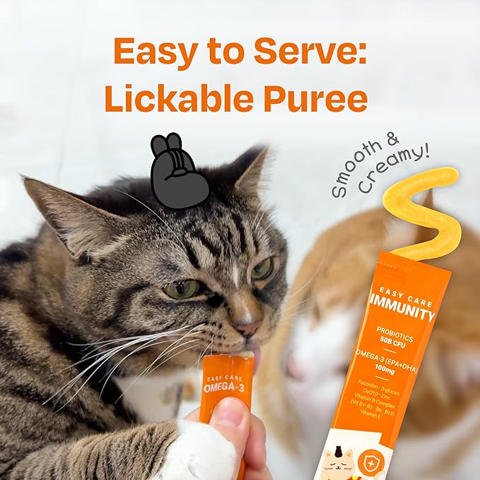 Easy Care Immunity with Multivitamins - Lickable Supplement for Cats, Immune Support, Cod & Goat Milk Flavor, 30 Tubes