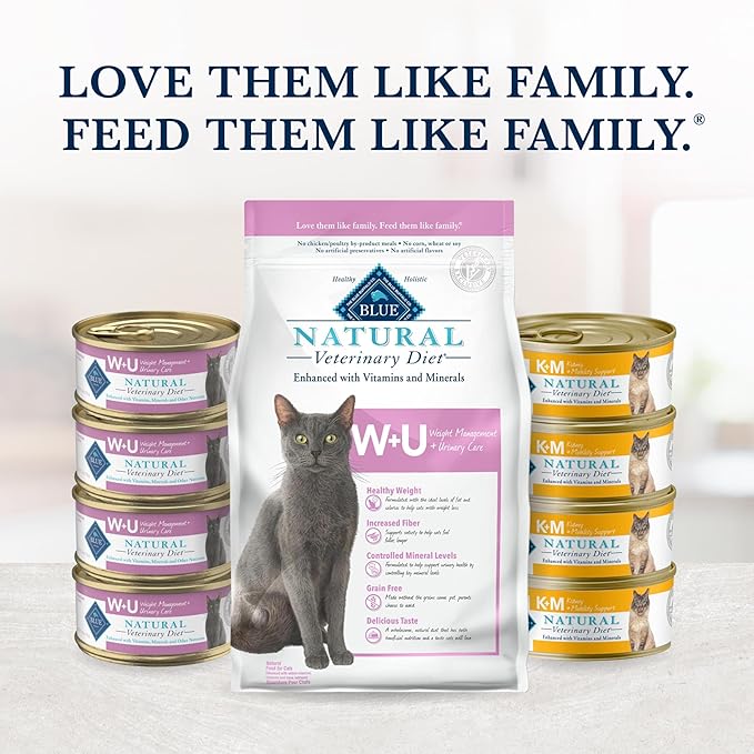 Blue Buffalo Natural Veterinary Diet W+U Weight Management + Urinary Care Wet Cat Food, Veterinarian's Prescription Required, Chicken, 5.5-oz. Cans (24 Count)