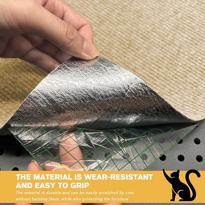 Cat Scratch Furniture Protector, DIY Climb Cat Scratcher Mat for Covering Couch Protector from Cat Claws 78.7"x15.8" (Khaki)