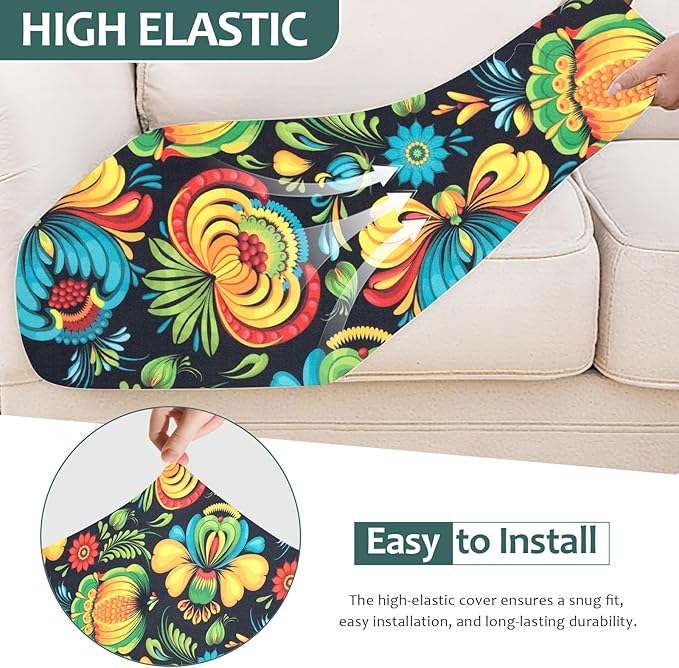 HANDONTIME Psychedelic Outdoor Cushion Covers 8pcs Mexican Style Couch Cushion Covers Replacement Patio Couch Cover Sofa Cover Indoor Patio Cushion for Outdoor Furniture Washable, Cover Only
