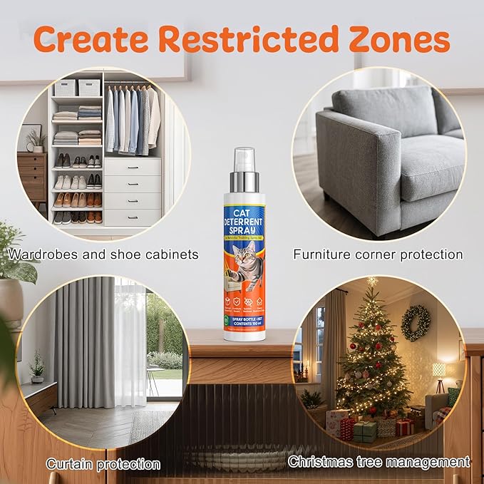 Cat Deterrent Spray,Cat Repellent for Indoor and Outdoor, Cat Scratch Deterrent for Furniture Protection, Anti Marking Deterrent for Sofas or Carpet, with Natural Ingredients (5.07 Fl Oz)