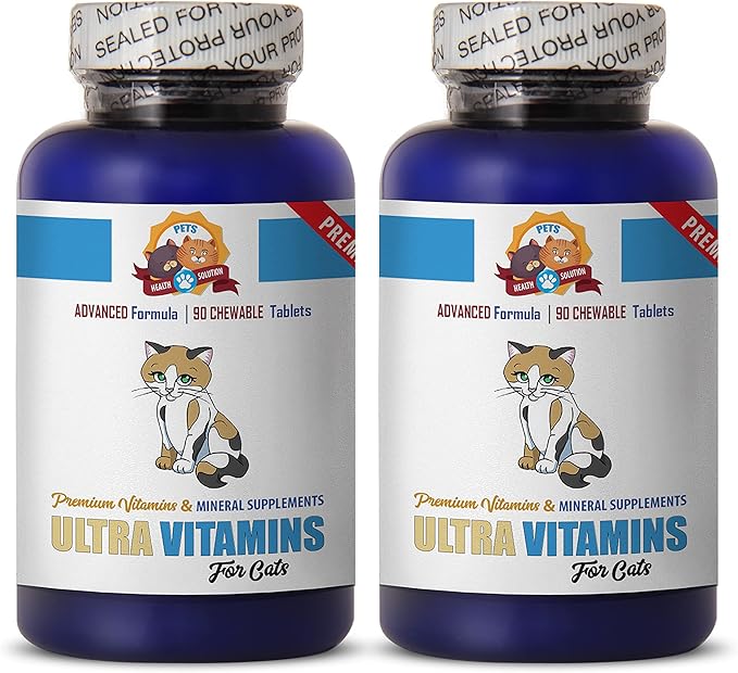 antioxidant for Cats - Ultra CAT Vitamins - Mineral Supplement - Premium Chews - Senior cat Treat - 180 Treats (2 Bottles)