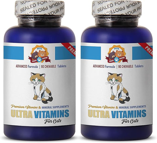cat Immune Health - Ultra CAT Vitamins - Mineral Supplement - Premium Chews - Vitamin e for Cats - 180 Treats (2 Bottles)