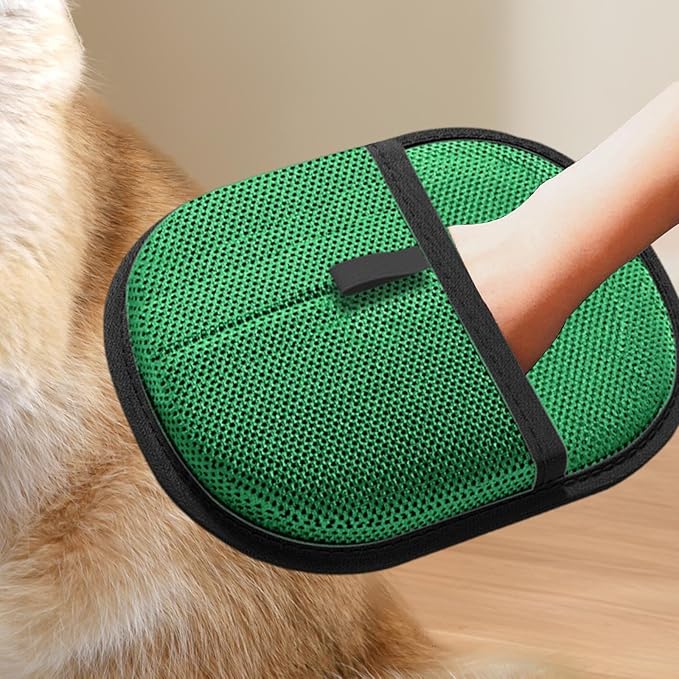 Pet Hair Removal Glove for Cats Dogs Electrostatic Fur Remover Mitt Grooming Tool for Clothing Pets Beds Sofas- Green