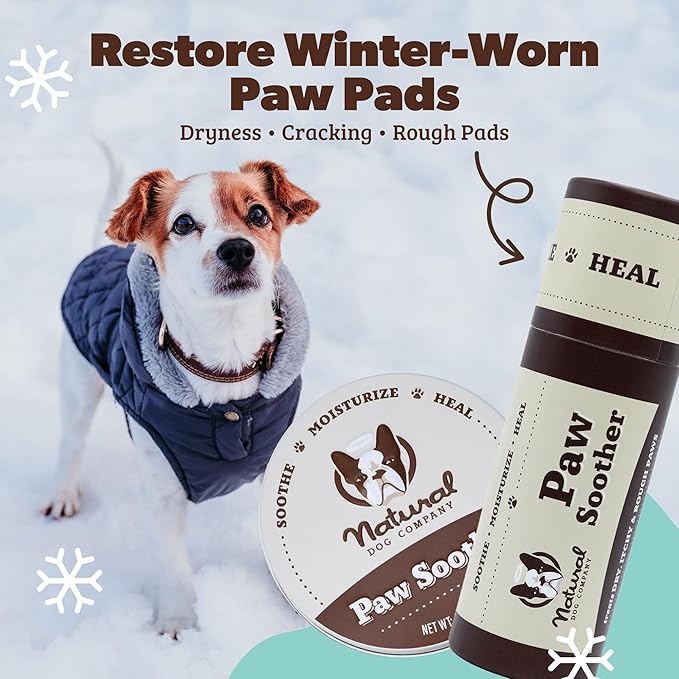 Natural Dog Company Paw Soother Balm & Wax - Dog Paw Balm & Moisturizer for Dry, Cracked Paw Pads, Helps Moisturize & Condition Winter-Worn Paws, Coconut Oil & Calendula, Daily Paws Care, 4 oz Tin