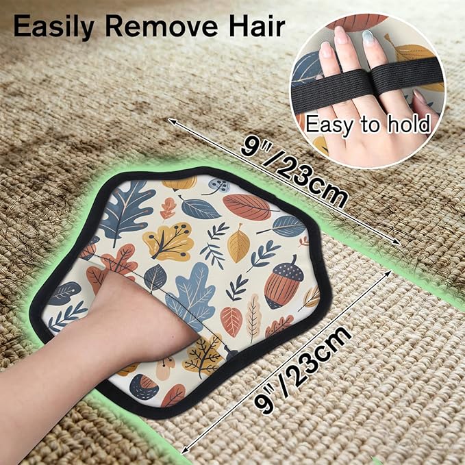 Cute Acorn Leaf Electrostatic Pet Hair Removal Glove for Cats & Dogs - Reusable Grooming Mitt for Couch, Carpet, Car Seat & Laundry - Large 9x9 Inch