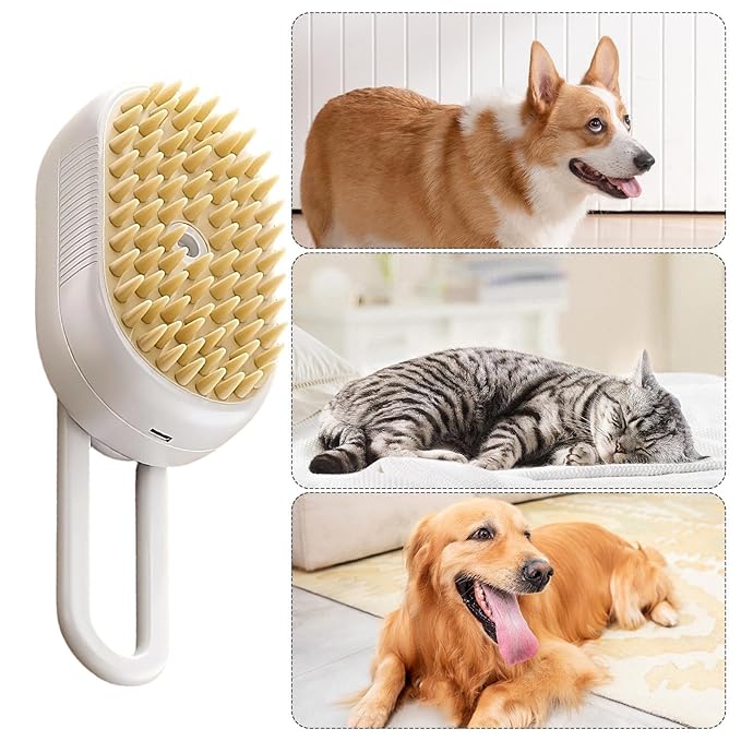 Cat Grooming Brush,Cat Shedding Brush Dog Grooming Supplies - Rechargeable Hair Remover Massage Tools for Cleaning Dematting Undercoat Removal Long Short Small Animals