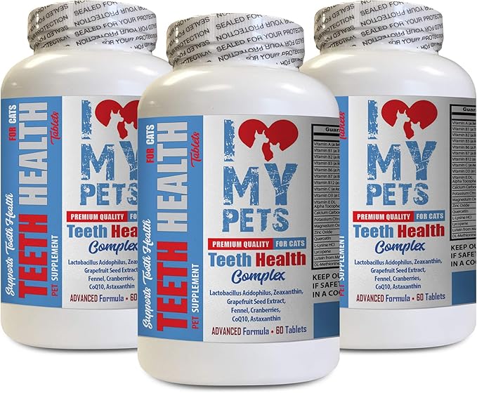 I LOVE MY PETS LLC cat Bad Breath - CAT Teeth Health Complex - Advanced Care Formula - cat Vitamin d - 180 Treats (3 Bottles)
