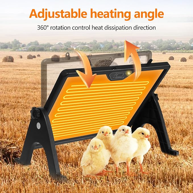 Chicken Coop Heater Winter - Safe Adjustable Temperature Heater with Remote Control, Timer-Ready for Indoor Outdoor Pets/Animals, Black