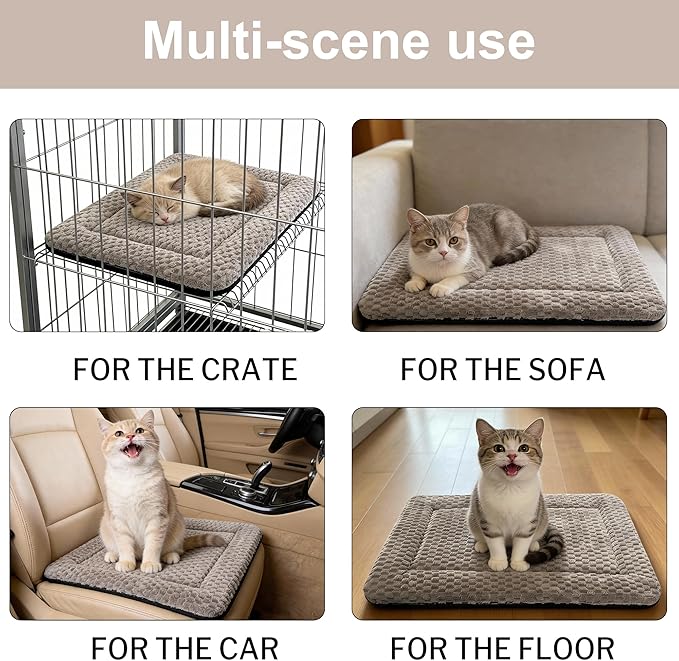 Dog Bed Mat – Soft & Comfortable Dog Kennel Pad for Crate – Durable Crate Bed & Mat for Dogs & Cats (Light Gray, XS(18"*14"*1.5"))