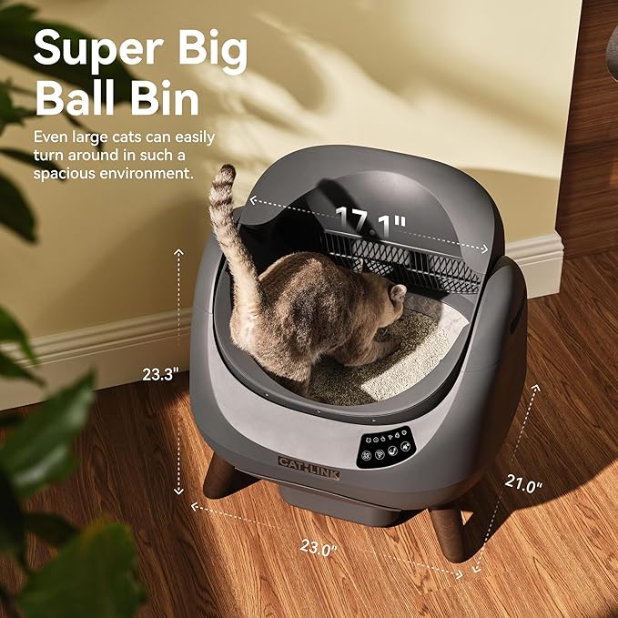 CATLINK Open-X Automatic Litter Box 5G & 2.4G WiFi, Self Cleaning Cat Litter Box for Single-Cat Household, Health Monitor, AI Waste Analysis, Safety Sensors, APP, Odor Free - Grey, X-Large (1 Cat)