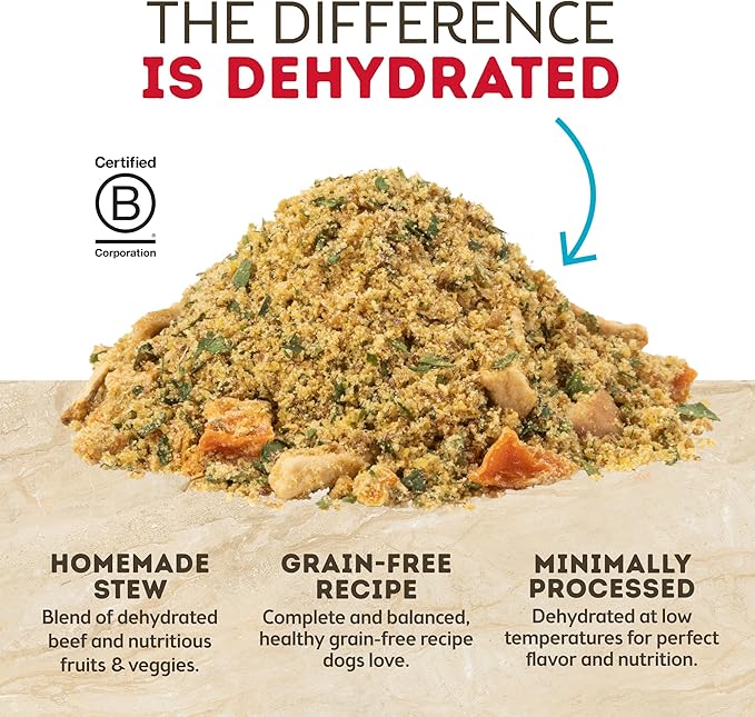 Only Natural Pet MaxBlends Grain Free Beef Recipe Dehydrated Dog Food Formula - High Protein Homemade Stew, Nutrient-Dense Meal for Canine Health - Beef RecipeFlavor - 2 lb Bag (Makes 8 lbs)